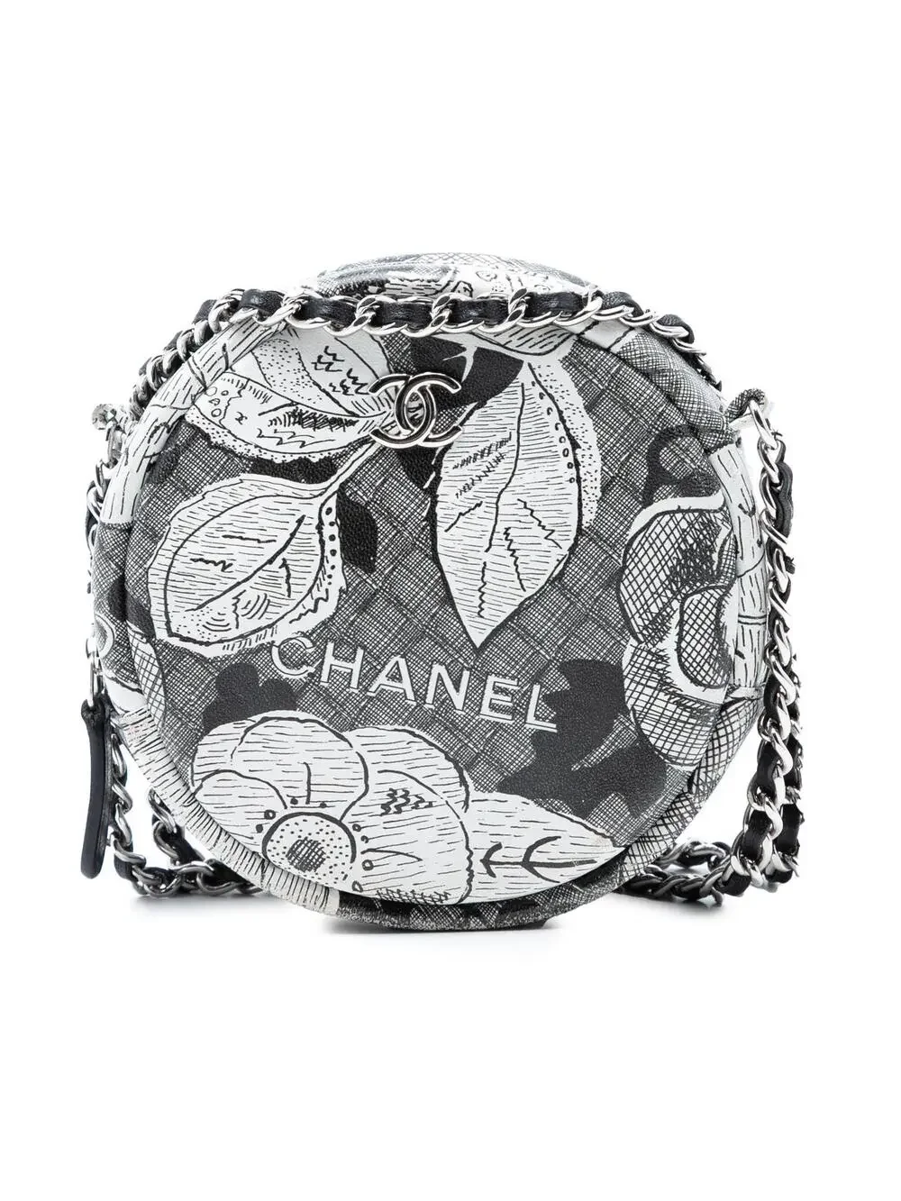 Chanel Cc Calfskin Floral Round Clutch #300468C13B